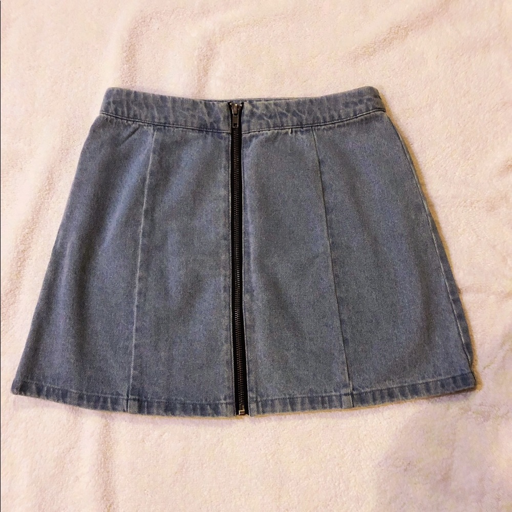 Zip-Front Denim Skirt